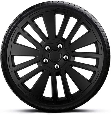 FOR PEUGEOT 206 SW 14" INCH WHEEL TRIMS COVERS HUB CAPS BLACK SCUB 4PC - Image 1 of 4