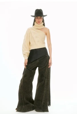 H&M Lorena SARAVIA Chaps Layered Trousers Size 10UK - Dark Brown  - Image 1 of 3