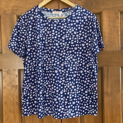 Camiseta Top Fresh Produce Azul Marino Estampado Floral Mezcla Algodón Para Mujer Talla XL Foto 1 de 4