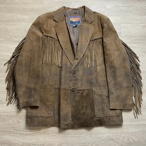 Cripple Creek Wildleder Lederjacke Herren braun Fransen Cowboy Rockabilly LESEN - Bild 1 von 7