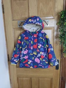 Girls Mini Boden Multicoloured Faux Fur Lined Raincoat Age 5-6 - Picture 1 of 8