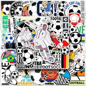 Soccer Stickers,50 PCS Football Graffiti Vinyl Waterproof Decals for Water - Picture 1 of 7