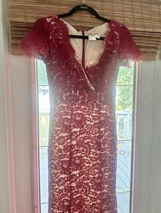 🩷May Queen Couture - 6 rote Stretch Spitze Meerjungfrau langes Abend-/Abiballkleid USA - Bild 1 von 11