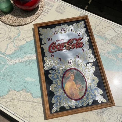 Vintage Enjoy Coca-Cola Mirrored Advertising Clock Framed - Image 1 of 4