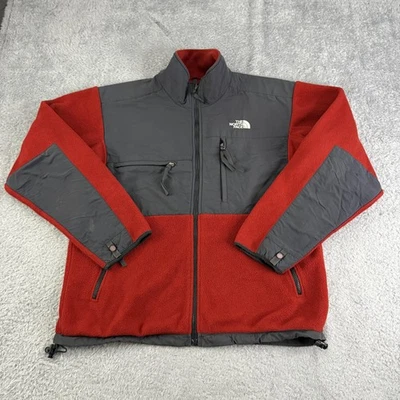 Chaqueta The North Face Para Hombre Mediana Roja Gris Denali Polartec Abrigo Cremallera Completa Foto 1 de 4