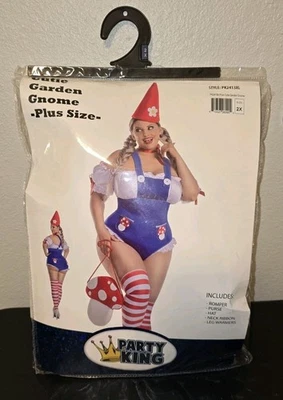 Fiesta Rey Mujer Cutie Jardín Gnomo Disfraz Talla Grande 2X (20-22) Nuevo Halloween Foto 1 de 4