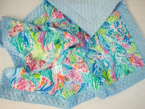 Baby Blanket Throw Lovey Security -  Mermaid Cove Nursery - Made to Order - Picture 1 of 7