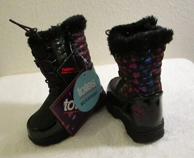 NUEVO CON ETIQUETAS Totes Renee Niñas Pequeñas Forradas de Piel Sintética Impermeable Botas para Nieve 5 Negras $45 Foto 1 de 4