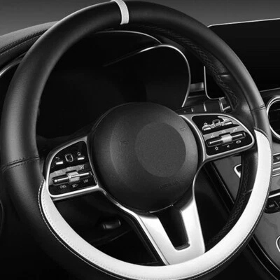 Cubierta de volante de coche protección antideslizante cuero PU accesorios para automóviles 15 pulgadas Foto 1 de 4