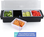4 Tray Ice Cooled Condiment Holder Garnish Containers With Lids Food Organizer