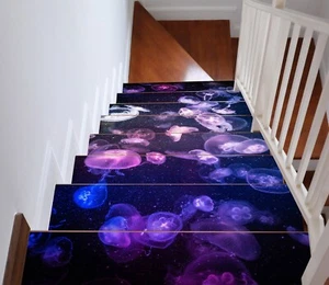 3D Lila Quallen C175 Stair Risers Dekoration Fototapete Vinyl Tapete Vera - Bild 1 von 6