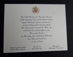 Rare Invitation Special Sitting U.S. Supreme Court - Judge Samuel A. Alito, Jr. - Picture 1 of 1