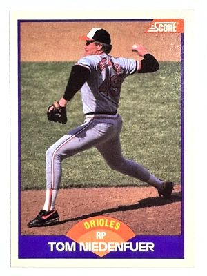 TOM NIEDENFUER Baltimore Orioles, Dodgers 1989 Score Baseball Card #252 - Image 1 of 3