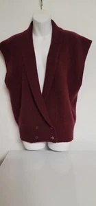 BECHAMEL MEDIUM BURGUNDY KNITTED 4 BUTTON 70% WOOL 20% ANGORA WOMEN'S VEST - Picture 1 of 4
