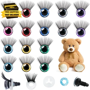 64PCS 12MM Toy Eyes with Eyelash Mix Color Safety Doll Eyes Glitter Stuffed Ani - Picture 1 of 7