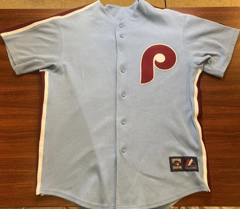 Vtg Majestic MLB Philadelphia Phillies #20 Mike Schmidt Columbia Jersey Sz Lrg Cover
