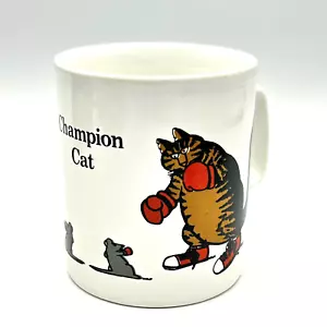 Vtg Bernard B Kliban Champion Cat Boxer Mouse Coffee Cup Mug D Handle Ceramic - Picture 1 of 11