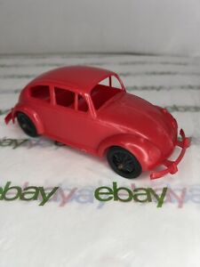Vintage Volkswagen Beetle “Bug” Red Plastic Toy Car 7”