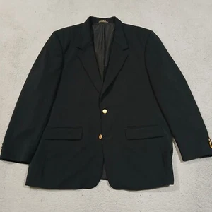 LL Bean Blazer Sport Coat Jacket Mens 46R Black Microfiber Gold Button - Picture 1 of 23