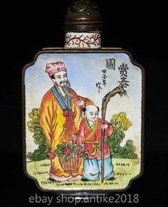 Botella de tabaco antigua china Qianlong cobre cloisonne People Boy patrón - Imagen 1 de 9