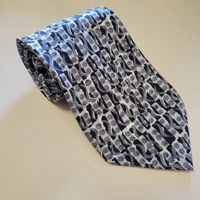 Vintage Karl Lagerfeld Neck Tie Blue Abstract Pattern Classic Size 57x4 - Image 1 of 3