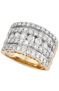 Alianza de cinco filas de diamantes para anillo de compromiso alianza de boda en oro de 14 k - Imagen 1 de 13