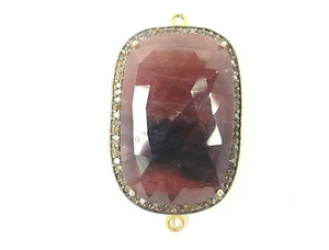 PAVE DIAMOND NATURAL SAPPHIRE STERLING SILVER NEGRO RODIADO CONECTOR 2 - Imagen 1 de 1