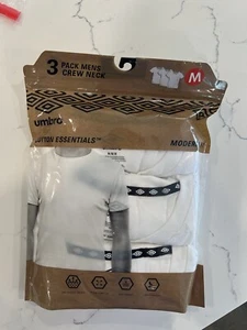 Pack UMBRO Men's M White Cotton Logo Crew Neck T Shirts - Picture 1 of 2