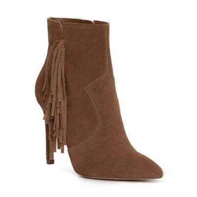 Jessica Simpson Womens 9 Paegye Leather Suede Fringe Boot Brown New - Image 1 of 4