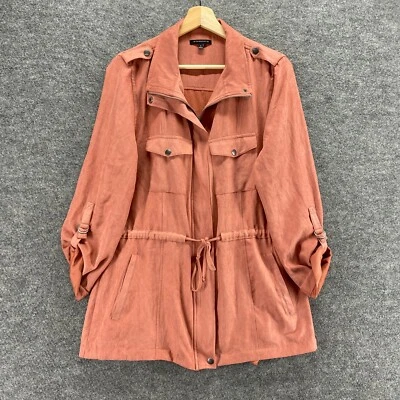 Staccato Jacket Women S Small Pink Full Zip Collared 3/4 Sleeve Elastic Waist - Image 1 of 4