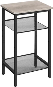 Side Table, 3-Tier Tall End Telephone Table with Adjustable Mesh Shelves, Small - Picture 1 of 12