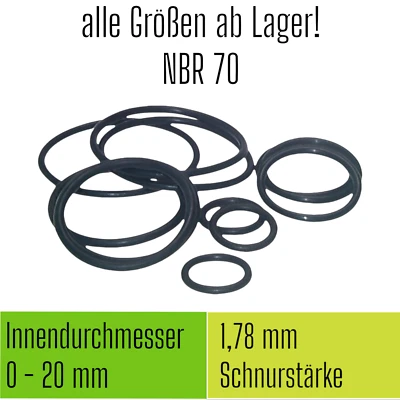 INDUSTRIEWERK.SHOP O-Ring NBR 70 ID Ø 0-20 x Schnurstärke 1,78 mm Dichtring Rundring 0 O Ring OR 👍