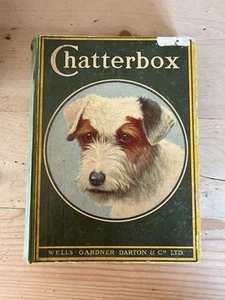 CHATTERBOX 1924 Jack Russell TERRIER cover! HC Children's stories Antique - Imagen 1 de 12