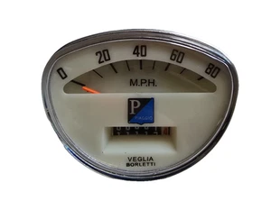 Vespa Velocímetro Clamshell 80 MPH - Se adapta a Rally 180/200, Super, Primavera, blanco - Imagen 1 de 3