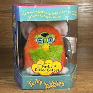 Furby Babys von 1999 in Box orange & grün mit weißen Haaren & blauen Augen 70-940 funktionstüchtig - Bild 1 von 10