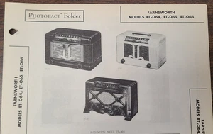 FARNSWORTH MODELS ET-064, ET-065, & ET-066 RADIO FOTOFATTO - Foto 1 di 1