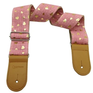Girls Guitar Strap Pink Cotton Heart Pattern Electric Acoustic Guitar Bass Mu... - Bild 1 von 7