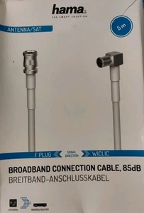 Hama Cavo Antenna Cavo di Collegamento a Banda Larga Connettore Wiclic/F 5m 85dB 75Ω Bianco  - Foto 1 di 2
