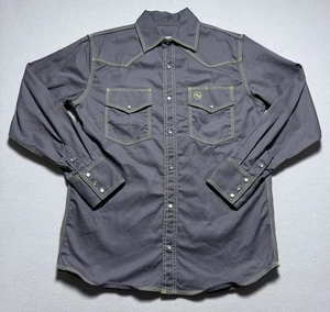 Western Schweißer Hemd Herren Medium Grey Canvas Pearl Snap Triple Stitch Peru - Bild 1 von 7