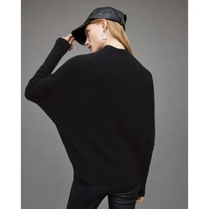 ALLSAINTS Ridley Jumper Black Wool-Cashmere Ribbed Mockneck Sweater Size XS - Picture 1 of 11