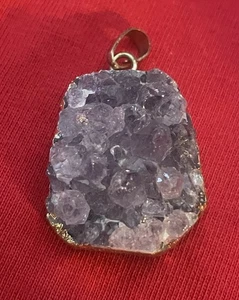 Gorgeous Amethyst Piece of a Geode-Gold Plated Setting Handmade (14) - Picture 1 of 6