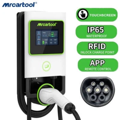 EV Charger Tipo 2 Wallbox 7KW 32A Caricabatterie EV Cavo 8M Schermo Tattile IP65 - Immagine 1 di 4