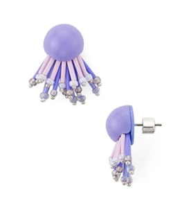 $58 Kate Spade lavender silver tone glass bead statement earrings A11 - Picture 1 of 5