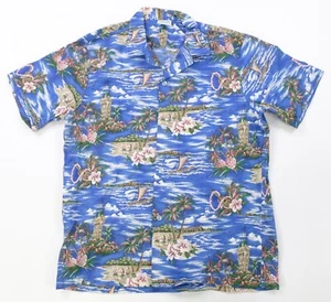 Rare Vintage JADE FASHIONS Hawaiian Floral Beach All Over Print Camp Shirt 90s S - Picture 1 of 7