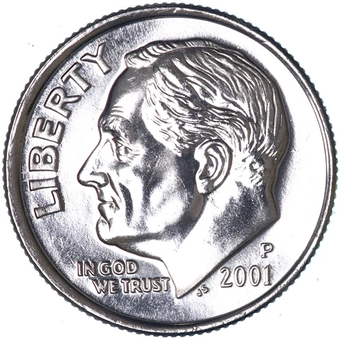 2001 P Roosevelt Dime Gem BU US Coin Cover