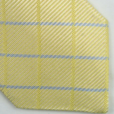 Executive Collection Tom James Mens Neck Tie Yellow Blue Woven Plaid 57x3.75 - Image 1 of 4