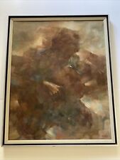 Mid Century Painting Musician Guitar Player Abstract Expressionism Vintage Oil