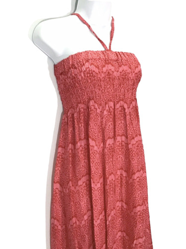 Tropiko By Kaltura NEW Womens Beaded Halter Strap Maxi Dress Junior S Red Smock