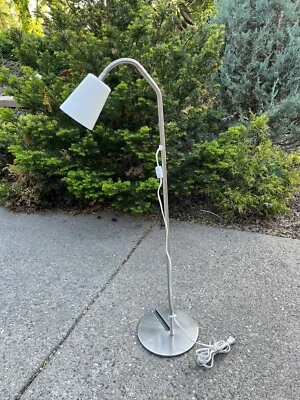 IKEA Basisk Modernist 39” White Silver Flexible Floor Lamp￼ Light Discontinued ￼ - Image 1 of 4