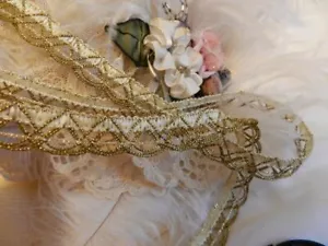 Cream~ 2 Yds Antique Metallic Gold Victorian Loop Gimp Trim-$5.00 Elegant & Roma - Picture 1 of 3